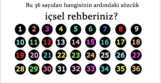 Unutmayın! Dış dünyanız, iç dünyanızın yansımasıdır. 1’den 36’ya kadar bir sayı seçin. İç sesinizi dileyin.